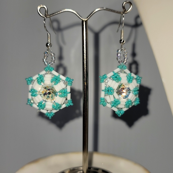 Hand Beaded Earrings And Pendant